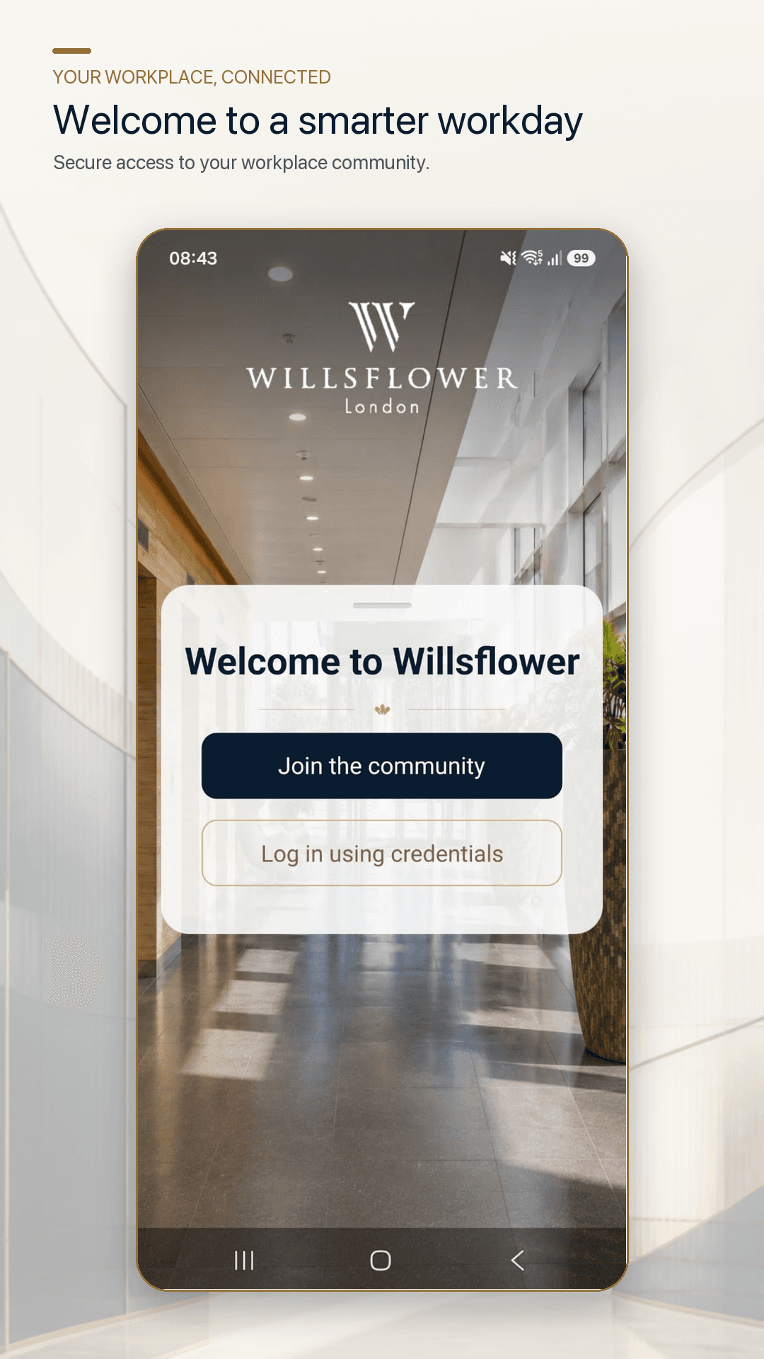 Willsflower App welcome screen