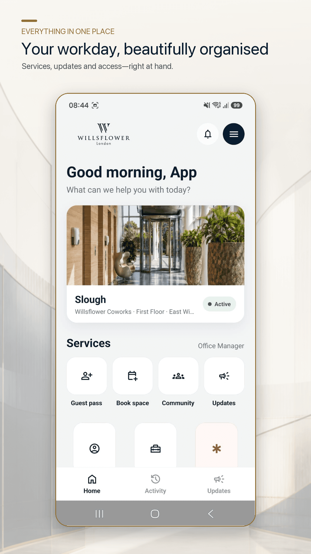 Willsflower App home screen